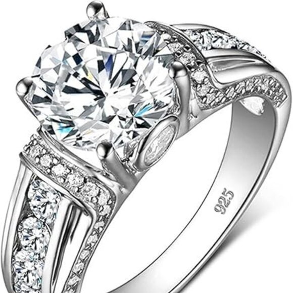 Jewelry - Moissanite 1 CT D Color VVS1 Round Cut Blue Engagement Ring - White